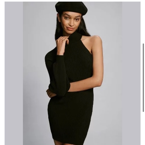 COPY - Anthropologie Asymmetrical Slim Sweater Mini Dress - Picture 1 of 8